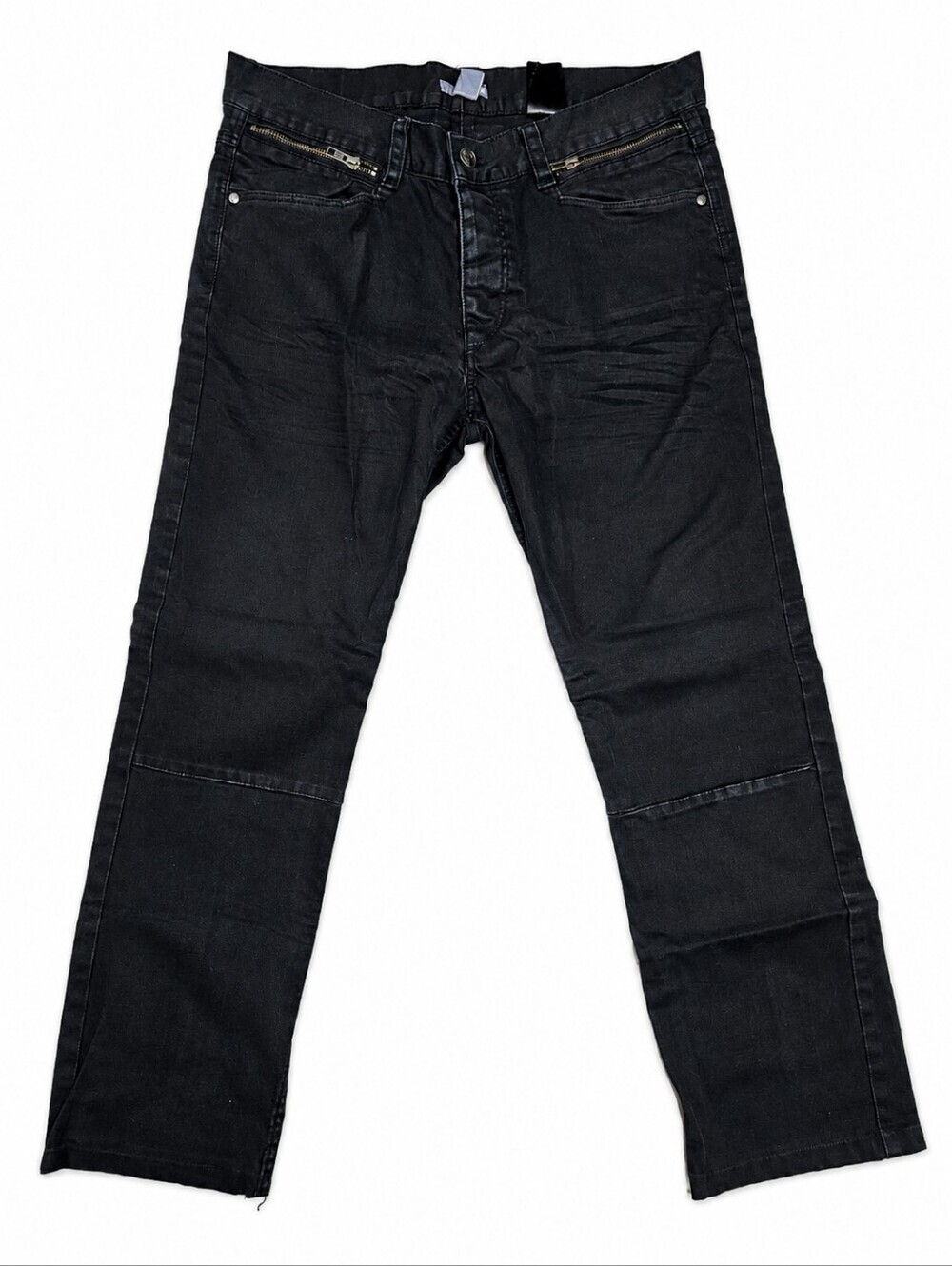 H&M Men's Black Coated Skinny Jeans Size 32 Button Fly Zip Pocket